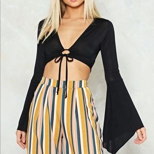 SOLD-Nasty Gal Get Past it Tie Crop Top